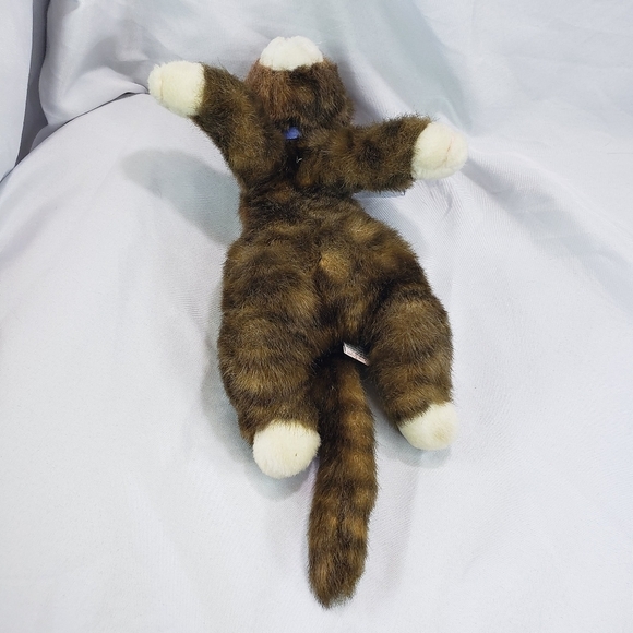 TY Classic Spice Brown Tabby Cat Plush Stuffed Toy 14 Inch 1997 Blue Satin Bow - Picture 5 of 9